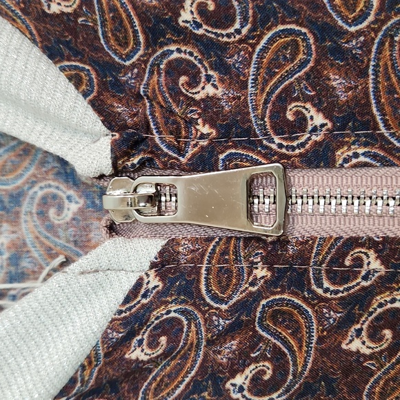 New Collection Brown/Burgundy/Navy Paisley Lightweight Bomber Jacket, OS ~ EUC - Picture 4 of 10
